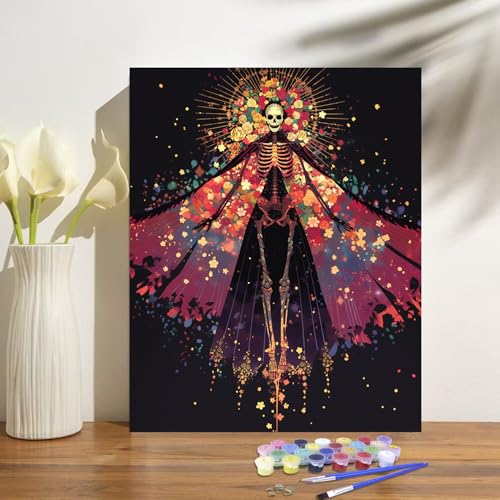 obterie Skull Paint by Numbers Kit for Adults Beginner Halloween Oil Painting Kit Adult Paint by Number Kits on Canvas DIY Painting for Beginners Art by Numbers for Gifts Home Wall Decor 16x20 Inch - color: YF013