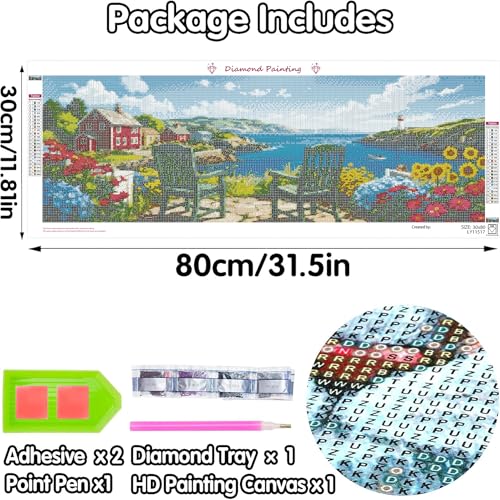 Yomiie Large 5D Diamond Art Kits for Adults, Landscape Diamond Painting Art Scenery DIY Full Round Drill Kits, Embroidery Rhinestone Diamond Crystal Craft Canvas Home Wall Decor 31.5x11.81 inch - color: Landscape