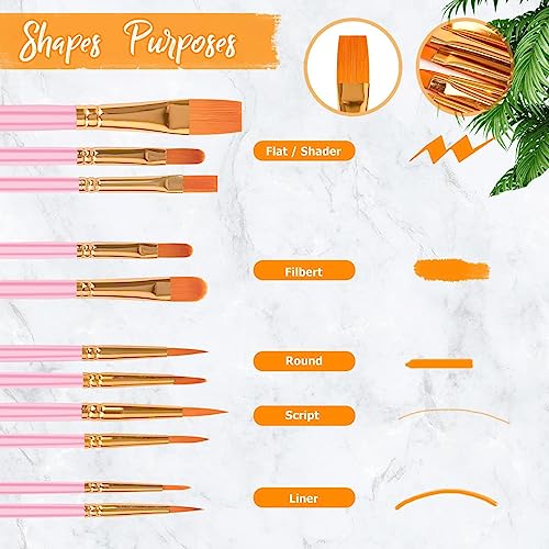 for Kids, Teen Girl Girls Trendy Stuff, Easter Basket Stuffers, Soucolor Acrylic Paint Brushes Art Set for Acrylic Painting Oil Watercolor Canvas Boards Egg Rock Body Face Nail - color: Pink, size: 20-Pack