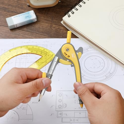 Mr. Pen- Geometry Compass and Protractor Set, 6 Inch Compass - color: Yellow, size: 1 Set