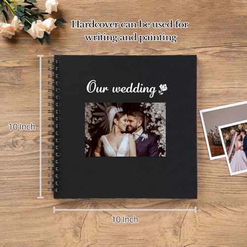 potricher 10 x 10 Inch DIY Scrapbook Photo Album 40 Pages, Black - color: Black, size: 10 Inch 40 Pages