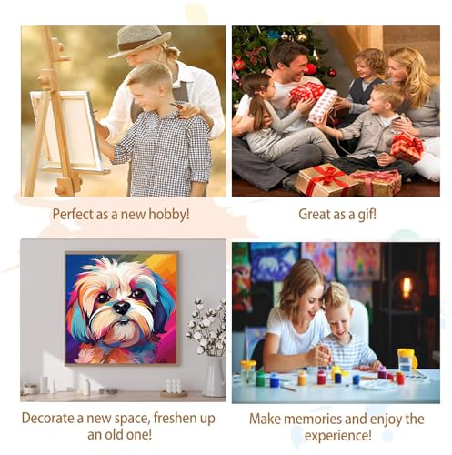 Artunion Framed Paint by Numbers Kit for Adults Beginners & Kids Ages 8-12,Shih Tzu Paint by Number with Frame,Dog Animal Easy Paint by Numbers Kit on Canvas 10 * 10 Inch Without Easel - color: ZXT-375-F