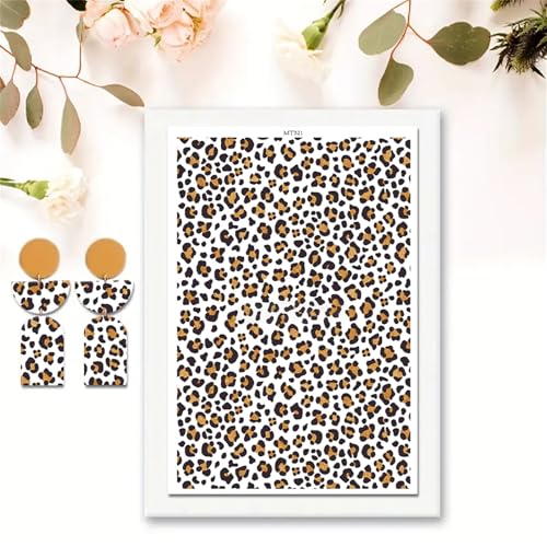 Briartw 10 Sheets Leopard Pattern Polymer Clay Transfer Paper,Per Sheet 3.93inch x 5.82inch Polymer Clay Transfer Sheets for DIY Clay Jewelry Making Disposable Stickers