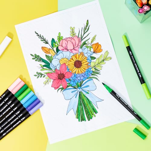 168 Colors Markers for Adult Coloring Books No Bleeding - Dual Tip Art Coloring Markers Set with Foldable Case for Drawing, Painting, Fine Tip and Brush Tip Water Based Brush Pens for Artists