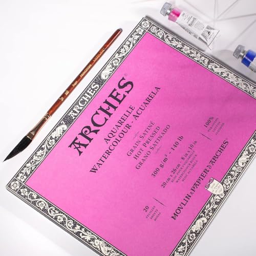 Arches Watercolor Paper Block, Hot Press, 8" x 10", 140 pound - size: 8"x10", style: Hot Press