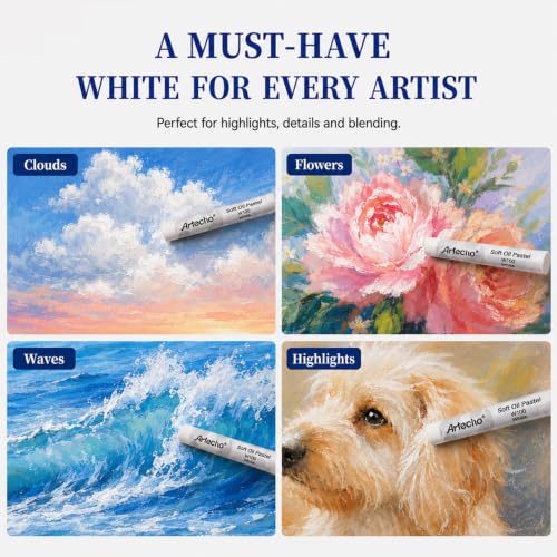 Artecho Extra Soft Oil Pastels 6 White Colors Artist Grade - size: 1 Count (Pack of 6)