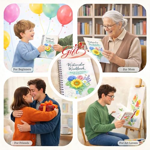 Watercolor Workbook for Beginners, Traceable Flower Outlines