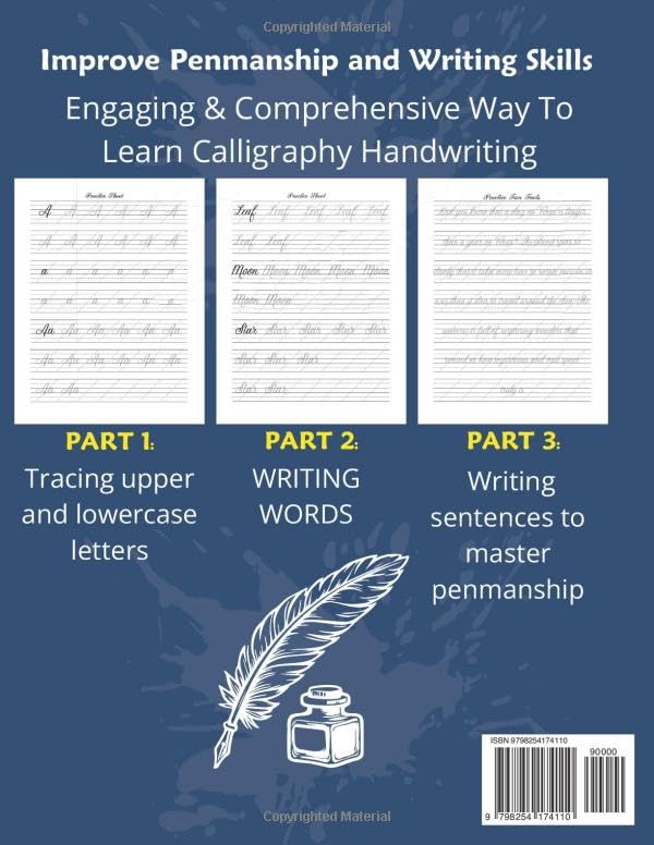 Calligraphy practice book: Modern Calligraphy and hand lettering for adults and kids, penmanship workbook for beginners to learn writing skills