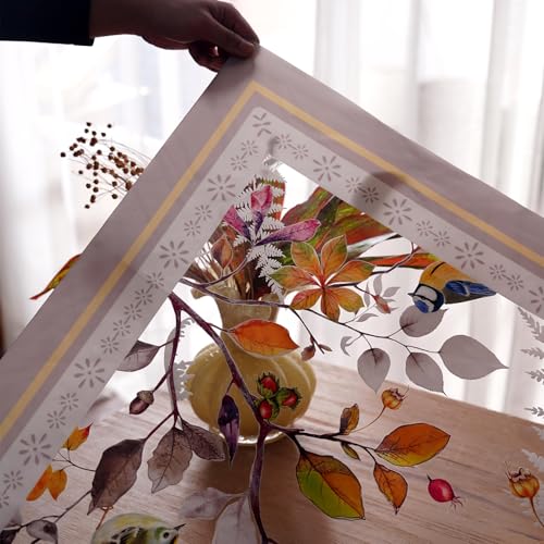 Clear Table Cover Protector Birds Vinyl Table Cloth, 60"x104" | Dining Room, Kitchen Meals, Tabletop Protection, Easy Cleanup, Brunch, Parties, Holiday Gatherings, Everyday Use - color: Birds, size: 60" x 104" (Rectangular)