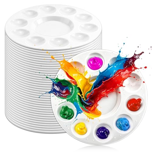 40Pcs Paint Tray Palettes, Art Plastic Paint Trays Watercolor Palette for Kids Painting Craft DIY School Project, Art Class, White Paint Holder, Paint Supplies