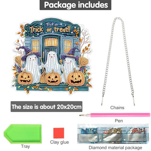 Bimkole Trick or Treat Ghost Hanging Diamond Pearl Art Kits for Adults Pendant C79 - color: Trick or treat ghost