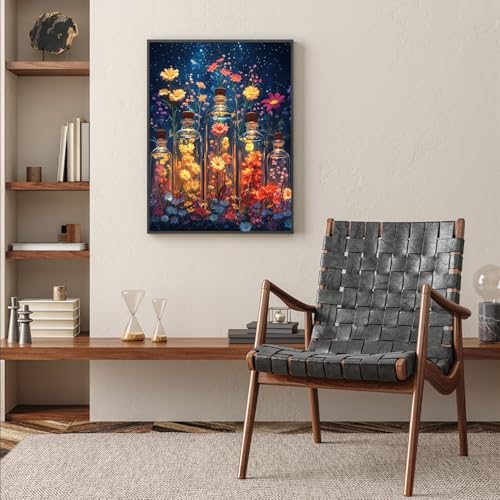 Flowers in Bottle Diamond Art Kits for Adults, 5D Diamond Painting Kits - color: CM056