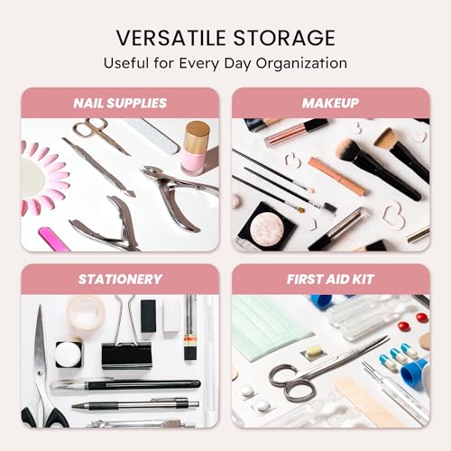 Beauticom Double-Layer Personal Storage Storage Case for Professional Nail Art Pens, Nail Brush, Tools (Pink) - color: Pink