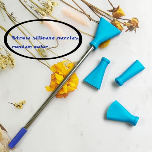 Blue Stainless Steel Straw Blow Nozzles Set for Acrylic Paint Pouring Tools, Accessories Tool for Fluid Art Bloom and Dutch Pouring,4 Set Nozzles - color: Blue