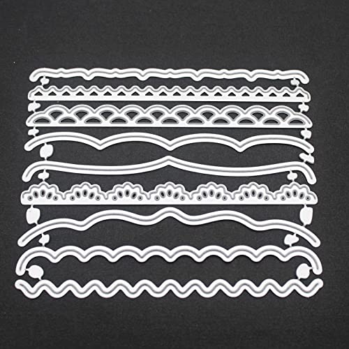 9 PCS Metal Embossing Lace Cutting Dies Metal Embossing Stencils for Card Making Scrapbooking Lace DIY Crafts Birthday Decor - style: Lace edge dies set