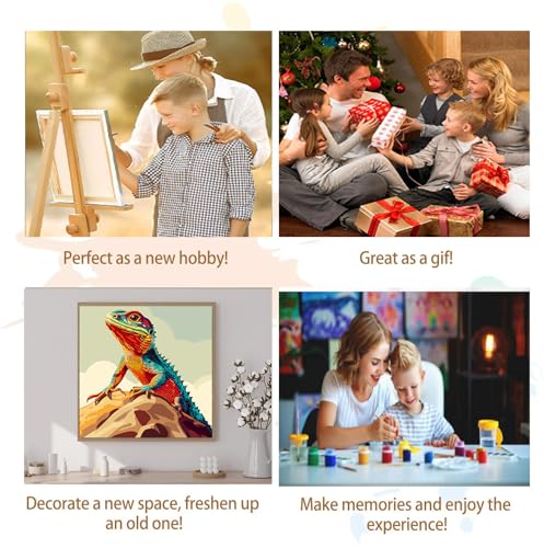 Artunion Framed Paint by Numbers Kit for Adults Beginners & Kids Ages 8-12,Lizard Paint by Number with Frame,Animal Paint by Numbers Kit on Canvas 10 * 10 Inch Without Easel - color: ZXT-393-F