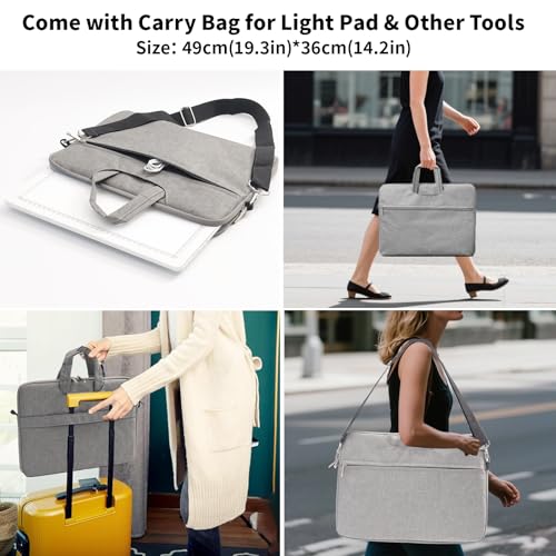 TOHETO Rechargeable A3 Light Board with Stand, Bag, Super Bright Magnetic Light Pad with Side Buttons, Wireless Light Box for Tracing and Drawing, Cordless Light Table for Diamond Painting, Sketching - color: White, size: A3 with Stand and Bag