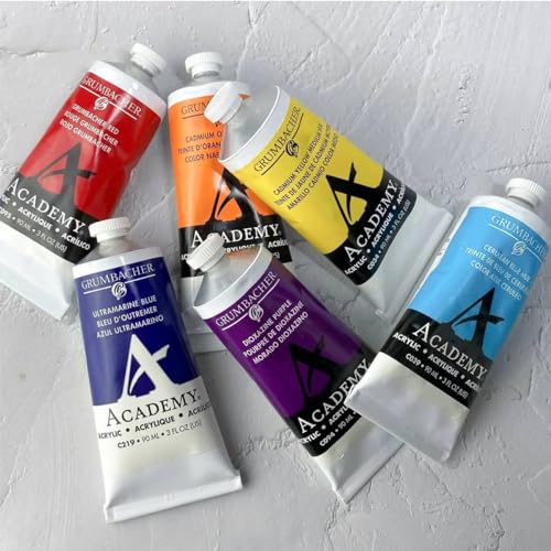 Grumbacher Academy Professional Acrylic Paint Set of 5 90ml Purple Colors - Metal Tubes - Heavy Body Professional Grade Artist Paint with Genuine and Pure Pigments - ASTM Lightfast Colors