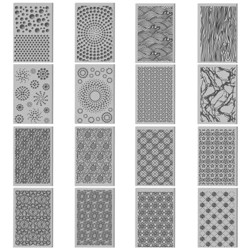 CHGCRAFT 16 Sheets Abstract Floral Clay Texture Mat Seamless Flower Pattern Polymer Clay Texture Sheets DIY Tools for Pottery Earring Jewelry Making Stamp Engraving Machines, 4x2.6inch - style: Abstract Floral