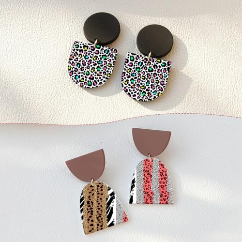 20 Sheets Clay Transfer Paper for Earrings & Polymer Clay, 4 Designs Water Transfer Paper for Polymer Clay Jewelry Necklaces Pendants DIY Craft Supplies Zebra Leopard Leaf Female Hair Styling Pattern - color: 4 Designs