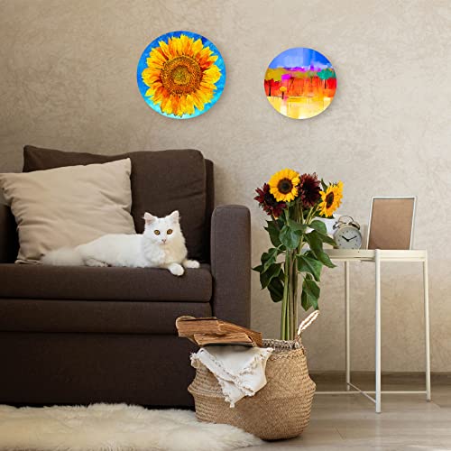 Geelin 6 Pcs Unfinished Round Wood Canvas Panels for Painting 8 Inch/12 Inch Circle Wood Panels Round Cradled Wooden Board Tray for Christmas DIY Gifts Oil Pouring Art Crafts Acrylics Painting