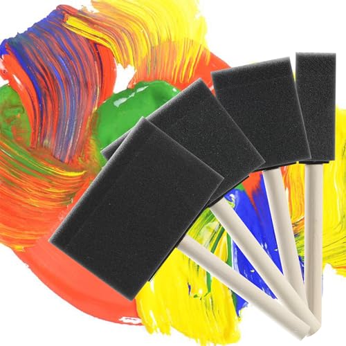 Bates- Foam Paint Brushes, 40 Pack, Assorted Sizes, 1/2", 1", 2" & 3", Foam Brushes for Painting with Lightweight Wooden Handles - size: 1/2", 1", 2" & 3", 40 Pack