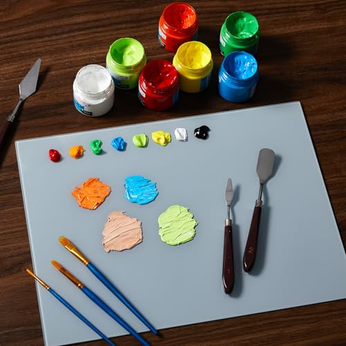 Nuanchu 1 Pcs Tempered Glass Palette for Oil Painting, 12 X 16 Inches Grey | Keeps Wet Paint Fresh, Scratch Resistant, Easy Clean, Neutral Backdrop for DIY Color Mixing, Artist Supplies - color: Grey Color, size: 16" x 12" x 0.1"