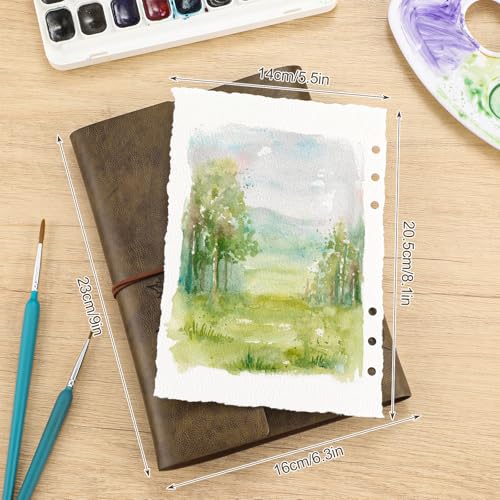 Vintage Watercolor Sketchbook, 140 Lb Cold Press Deckle Edge, 6.3 x 9 in - color: Dark Brown
