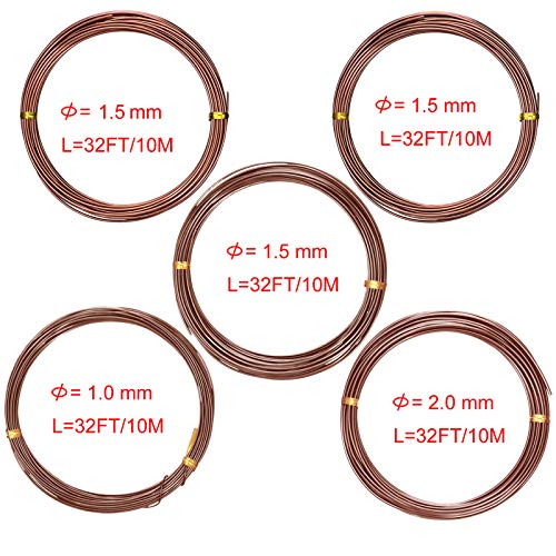 Mudder 5 Roll Bonsai Training Wire Aluminum 1/1.5/2.0mm Brown | Anodized Coating Resists Rust, 160 Ft for Branches, Includes Cutter, Flexible Cable Holds Shape, For Bonsai Tree Training - color: Brown, size: 1/1.5/2.0mm