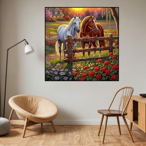 HHMATITS Horse Diamond Art Kits for Adults, Diamond Painting 14X14IN - color: Horse