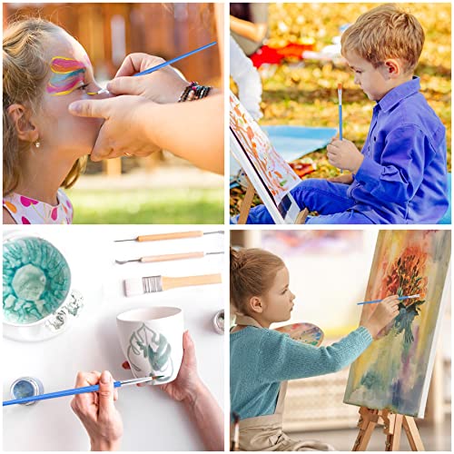 UPINS 30 Pcs Paint Brushes, Small Brush Bulk for Detail Painting | Nylon Bristles Plastic Short Handle, Art Crafts School Projects, Flat Detail Painting, Crafts Face Painting - size: 6.69inch, style: Mix(15Flat +15Round)