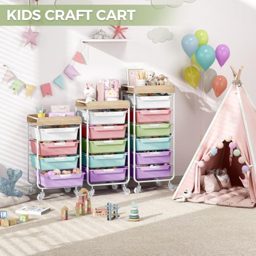 SYKIARIOL Utility Storage Cart with Ice Cream Color Drawer for Classroom - color: Ice Cream, size: 6-Drawer