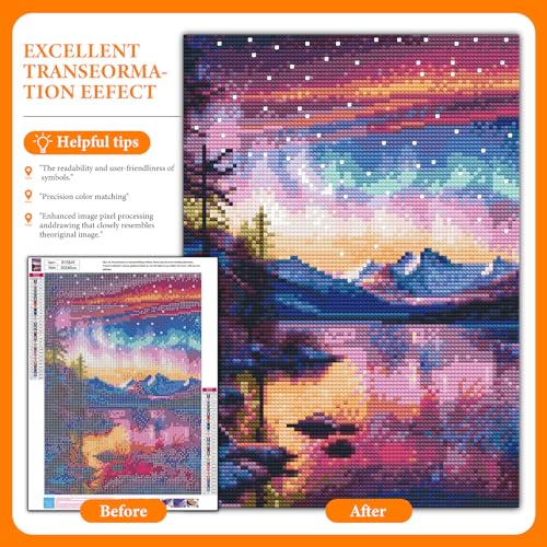 Diamond Art Kits for Adults, Aurora DIY 5D Diamond Painting for Beginners | 12x16 Inch, Full Drill Round Dots, Fantastic Landscapes Gem Art Craft Kits, Home Decor, Stress Relief Relaxing Hobby Gift - color: BLKJDP03