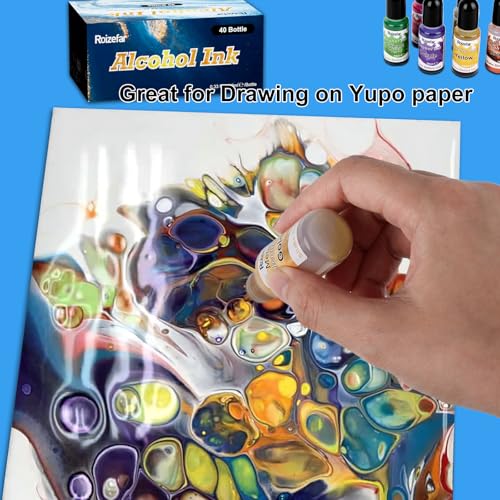 Alcohol Ink Set - 40 Bottles Vivid Colors Alcohol Paint 10ml Each | High Concentration, Metallic Alcohol Paint Resin Dye, Safe Fast Drying Effect, Ideal for Epoxy Resin, Art Painting, Glass - color: 40 Colors