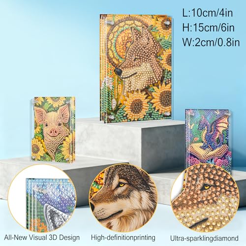SKRYUIE DIY Acrylayers Diamond Art Kits for Adults, Wolf Multi-Layer Acrylic Diamond Painting Kits, 4-Layered Magnetic Stand-Up Tabletop Decor, Unique Multi-Dimensional Craft Gift 4x6 Inch A17 - color: Colorful-17