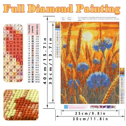 KYOQFVN Wheat Diamond Painting Kits, Autumn Diamond Art Kits for Adults Beginners, DIY Autumn Diamond Dots with Diamond Gem Art and Crafts for Adults Home Wall Decor 12x16inch - color: JX0411-US