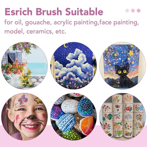ESRICH 240PCS Pink Paint Brushes, Paint Brush for Acrylic Painting - color: Pink, size: 240