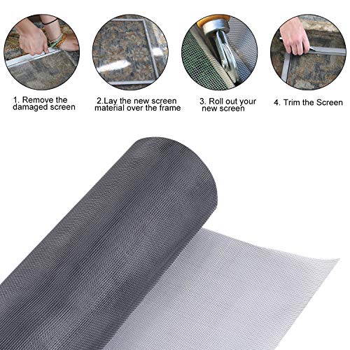 Fiberglass Screen Roll 36" x 100' A Continuous Roll UV Protection Install and Repair Door and Window Screen (36" x 100’, Sliver Grey) - color: Sliver Grey, size: 36" x 100'