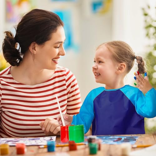 Zkptops Kids Art Smock Waterproof Kids Painting Aprons Toddler Art Smocks Kid Paint Smock with Long Sleeve 3 Roomy Pockets for Age 3-7 Years(Blue) - color: Y 1 Pack Blue