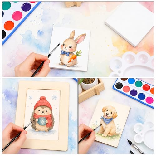 4PCS Cat Tongue Watercolor Brushes, Oval Wash Paint Brushes, Pointed Oval Paintbrush, Cat's Tongue Paint Brush for Watercolor Acrylic Ink Gouache Painting (1/8", 1/4", 3/8", 1/2")