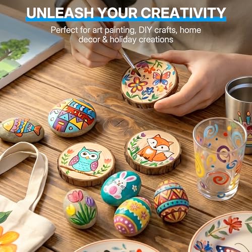 WUO 12 Colors Acrylic Paint Set, 250ml/8.45oz Bottles Artists Acrylic Paint | Large Bulk Rich Pigment Non-Toxic Waterproof Multi-Surface Painting Supplies for Beginners on Canvas Wood Rock Ceramic Crafts - color: 12 Colors