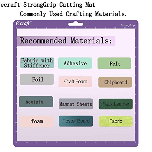 Ecraft 12x12 Cutting Mat 5-Pack for Silhouette Cameo 5/4/3/2/1, Variety Grip (StrongGrip, StandardGrip, LightGrip), Gridded Non-Slip Replacement Mats for Crafts, Quilting & Sewing - color: Multicolor - LightGrip (1), StandardGrip (3), StrongGrip (1) (5 pa