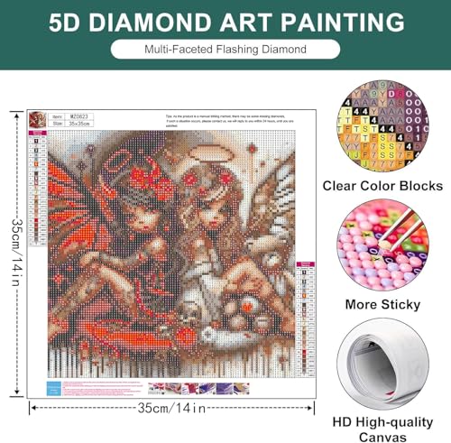 Zythron Diamond Art Kits for Adults,Angels and Demons Diamond Painting Kits - color: Angels