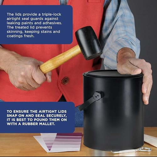 Master Elite 1 Gallon Plastic Paint Can Bucket, Pack of 4 - Triple Lock Airtight Lid Seal, 128 fl. oz. All-Plastic Coating Storage Can - Pail Handle, Rust Proof, Dent Proof & Odor Resistant - size: Gallon