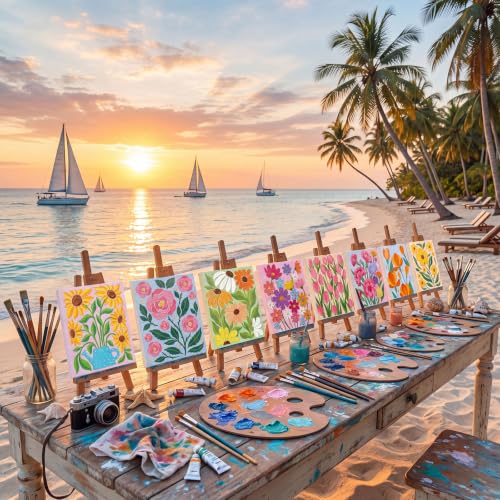 Sherr 24 Pcs Pre Drawn Canvas for Painting Adult Pre Printed Canvas Bulk Sip and Paint Kit Stretched Panels Paint Set for Theme Valentine Painting Night Party Favor(Abstract Flower,8 x 10 Inch) - size: 8 x 10 Inch, style: Abstract Flower