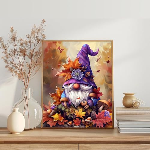 Harvest gnome Paint by Number for Adults Beginner,Falling Leaves and Mushrooms Paint by Numbers,Fall Decor Paint by Numbers Kits Suitable for Thanksgiving Day Decoration Without Frame 16x20 Inch - color: Artwork 06, size: 16''x20''(without frame)
