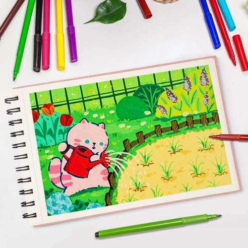 8.3" x 5.8" Hardcover Sketchbook, Top Spiral Bound Art Journal Sketchbook, 60 Sheets 92LB/150 GSM Acid-Free Drawing Neutral White Mixed Media Paper for Adults Beginners Artists.Pink - color: 150gsm-neutral white paper pink