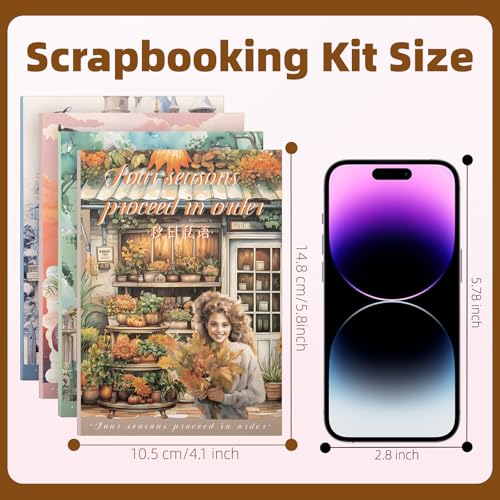 Four Seasons Style Stickers Scrapbooking Supplies for Junk Journal, Four Sticker Books, 80 Sheets PET Stickers - color: Four Seasons Style