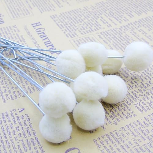 100 Packs Wool Daubers Ball Brush Leather Dye Tool with Metal Handle for DIY Crafts Projects
