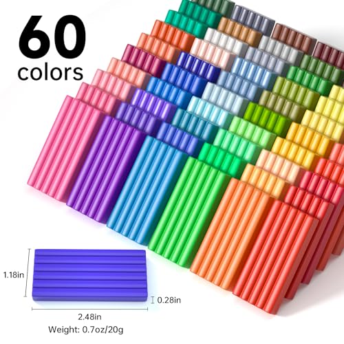 Shuttle Art Polymer Clay Kit, 60 Colors Oven Bake Clay for Kids, 19 Sculpting Tools, 16 Accessories, Non-Sticky, Non-Toxic DIY Crafts for Kids Adults - color: 60 Colors